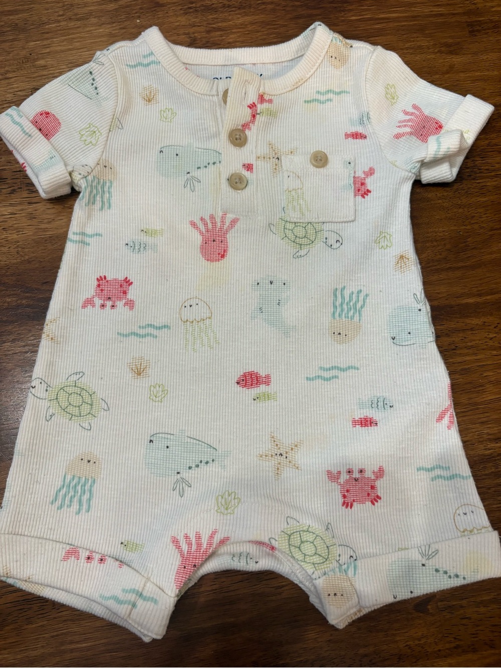 Old Navy Cream Romper with Sea Creature Print